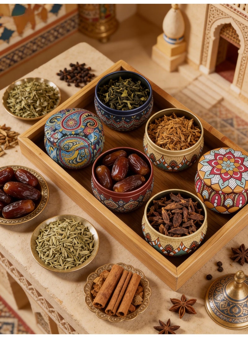 Monda 6-Piece Vintage Print Kitchen Storage Jar Set - Sealed Metal Jars for Sugar, Coffee, Tea, Candy, And Spices, Creating a Retro-Style Kitchen Storage Space - Image 5